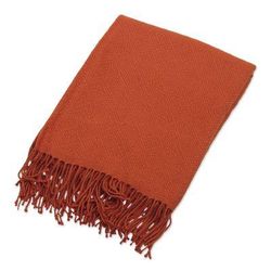 Diamond Mine in Flame,'Orange Acrylic and Alpaca Blend Throw Blanket'