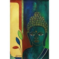 'Meditative Buddha' Original Signed Buddha Portrait from India