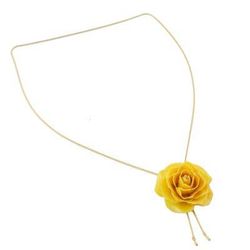 Garden Rose in Yellow,'Gold and Genuine Yellow Rose Necklace from Thailand'