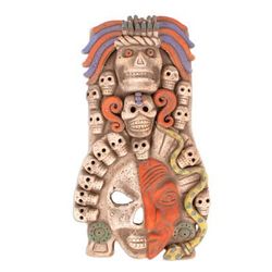 Mictlantecuhtli,'Handcrafted Guardian of the Dead Ceramic Mask Wall Art'