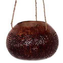 Morning Bliss,'Hand Made Coconut Shell Decorative Accent Circle Indonesia'
