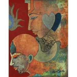 Together,'Signed Acrylic Expressionist Portrait'