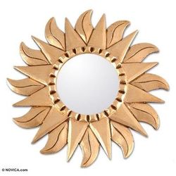 Sunflower,'Hand Made Gilded Wood Metallic Mirror'