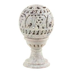 Serene Royalty,'Natural Soapstone Jali Tealight Holder Handcrafted in India'