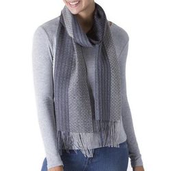 Soft Texture in Grey,'Hand Woven Baby Alpaca Silk Blend Grey Scarf from Peru'