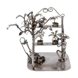 Rustic Gardener,'Handmade Rustic Metal Auto Parts Gardener Sculpture'
