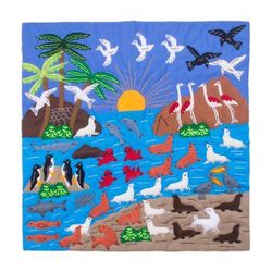 Paracas,'Hand Made Cotton Arpillera Wall Hanging of Paracas in Peru'