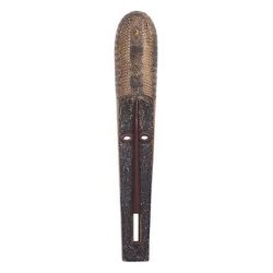 Beautiful Nketiabah,'Long African Sese Wood and Aluminum Mask from Ghana'