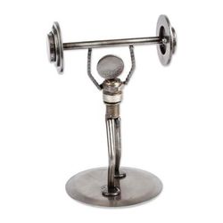 Strength,'Weightlifter Recycled Metal Sculpture'