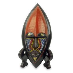 African beaded wood mask, 'Ntoboase I'