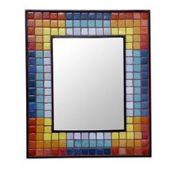 Ceramic mosaic wall mirror, 'Colors in Harmony'