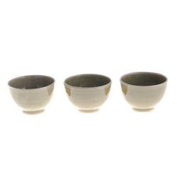 Earthy Green,'Small Footed Green Ceramic Bowls (Set of 3)'