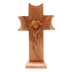 Blessed is Jesus,'Handmade Suar Wood Cross Sculpture'