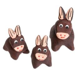 'Set of 3 Hand-painted Donkey Shaped Ceramic Figurines'