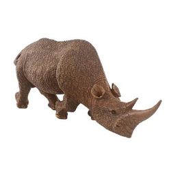 Strong Rhino,'Hand Carved Raintree Wood Rhino Sculpture from Thailand'
