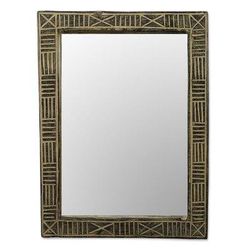 Ohemaa,'Hand Crafted Wood Wall Mirror from Ghana'