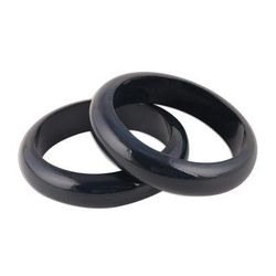 Charcoal Duo,'Haldu Wood Bangle Bracelets in Charcoal from India (Pair)'