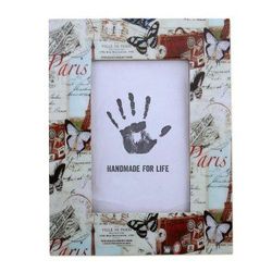 '4x6 Rectangular Paris-Themed Wood Photo Frame from India'