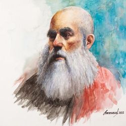 Mature Gaze,'Original Watercolor Portrait Painting'
