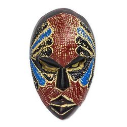 Face of Happiness,'African Wood and Aluminum Mask from Ghana'