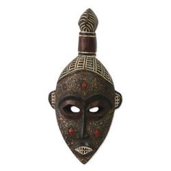 Ghanaian wood mask, 'Good Luck' - Unique African Wood Mask