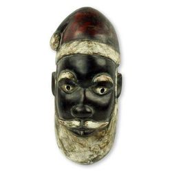 African wood mask, 'Ghanaian Santa Claus'