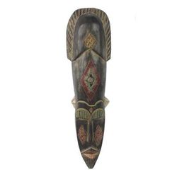 Barima,'Sese Wood and Aluminum Wall Mask Hand Carved in Ghana'