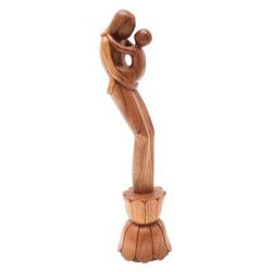 Infinite Mother's Love,'Suar Wood Mother and Child Sculpture'