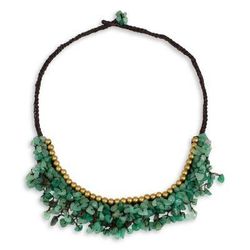 Aventurine beaded necklace, 'Garden Party'