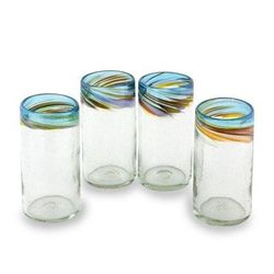 Blown glass tumblers, 'Aurora' (small, set of 4)