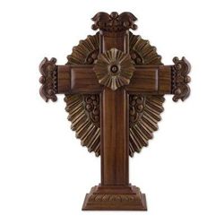 Parota wood cross, 'Resplendent'