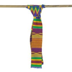 Fathia Beauty,'Handwoven Cotton Blend Kente Cloth Scarf (4 Inch Width)'