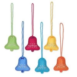 Fascinating Bells,'Assorted Wool Felt Bell Ornaments from India (Set of 6)'