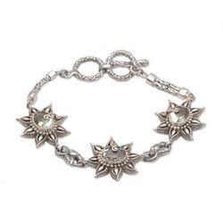 925 Sterling Silver Floral Green Prasiolite Link Bracelet 'Prasiolite Garden'