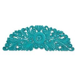 'Hand-Carved Floral Wood Relief Panel in Blue from Guatemala'