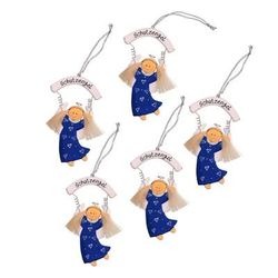Schutzengel in Blue,'Blue Wood Guardian Angel Ornaments from Bali (Set of 5)'
