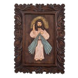 He Is Risen,'Handcrafted Pinewood Jesus Relief Panel from Guatemala'