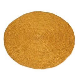 Circular Beauty in Maize,'Round Handwoven Jute Area Rug in Maize (3 Feet Diameter)'