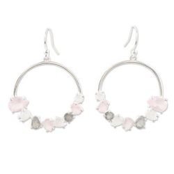 Portal to Heaven,'Hand Made Rose Quartz and Labradorite Dangle Earrings'