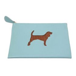 Dog's Life in Blue,'Handmade Dog-Themed Leather Clutch'