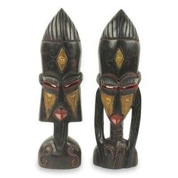 African wood mask sculptures, 'Meedo' (pair)