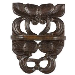 Strawberries and Peaches,'Hand Crafted PInewood Wall Shelf with Fruit Motif'