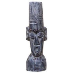 African Bust,'Hand-Carved African Wood Bust Mask from Ghana'