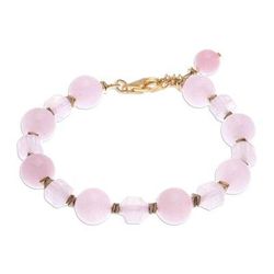 Blushing,'Handcrafted Rose Quartz Bracelet with Hematite'