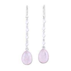 Raining Drops,'8-Carat Rose Quartz Dangle Earrings from India'