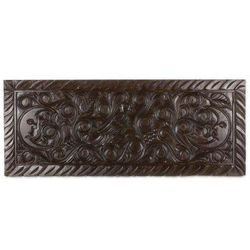 Parrot,'Artisan Crafted Wood Wall Panel with Parrot and Moon Motif'