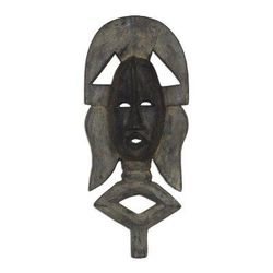 Kingship,'Handcrafted Sese Wood African Wall Mask from Ghana'
