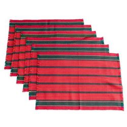 Red Christmas,'Handloomed Christmas Placemats (Set of 6)'