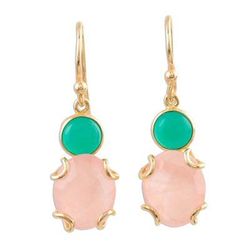 Spring Palette,'Pink and Green Gemstone Earrings in 18k Gold Plated Sterling'