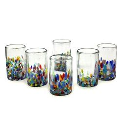 'Confetti' (set of 6) - Handblown Recycled Glass Tumbler Drinkware